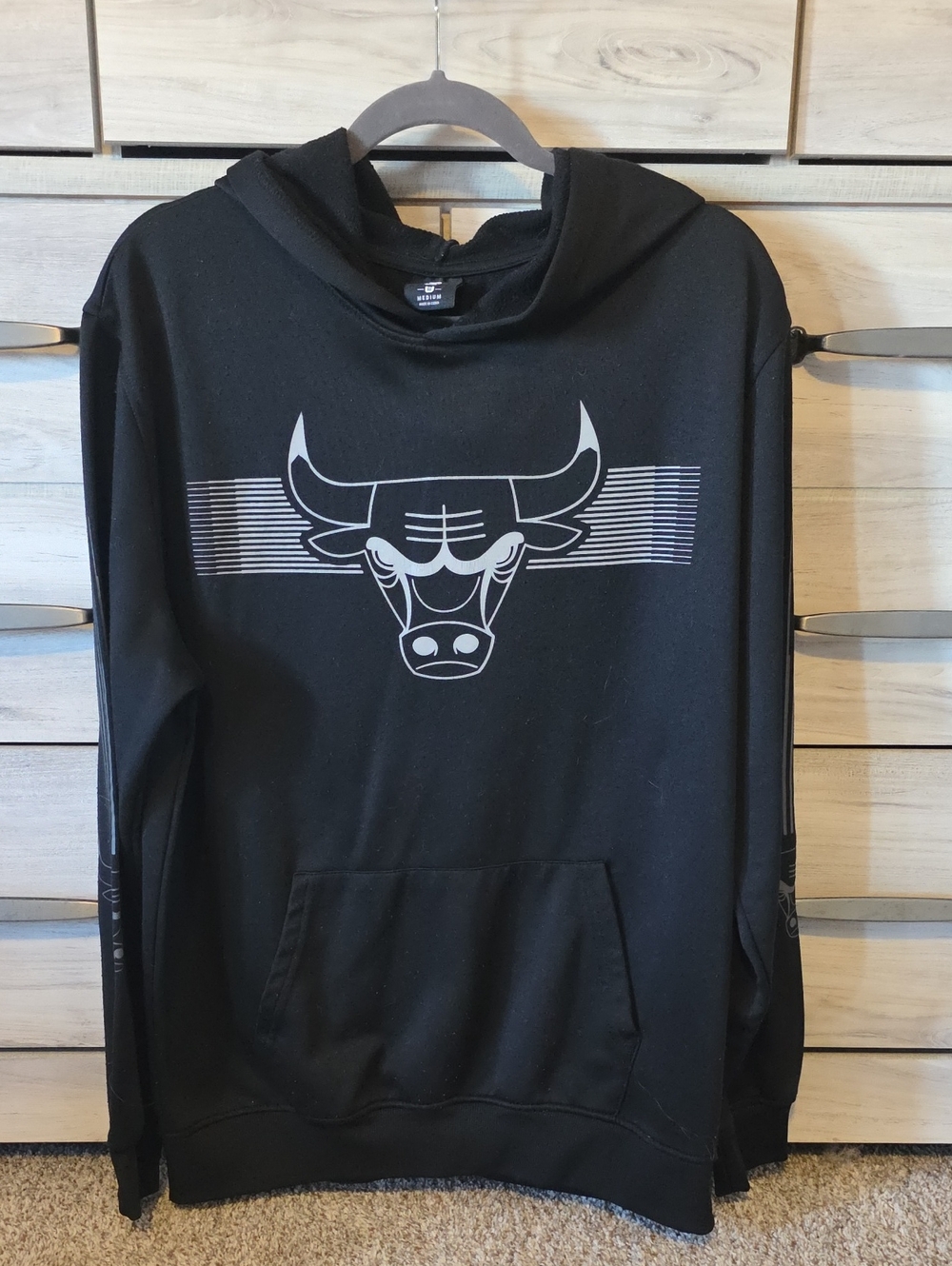 NBA Chicago Bulls Black Hoodie with Gray Bulls Head Graphic